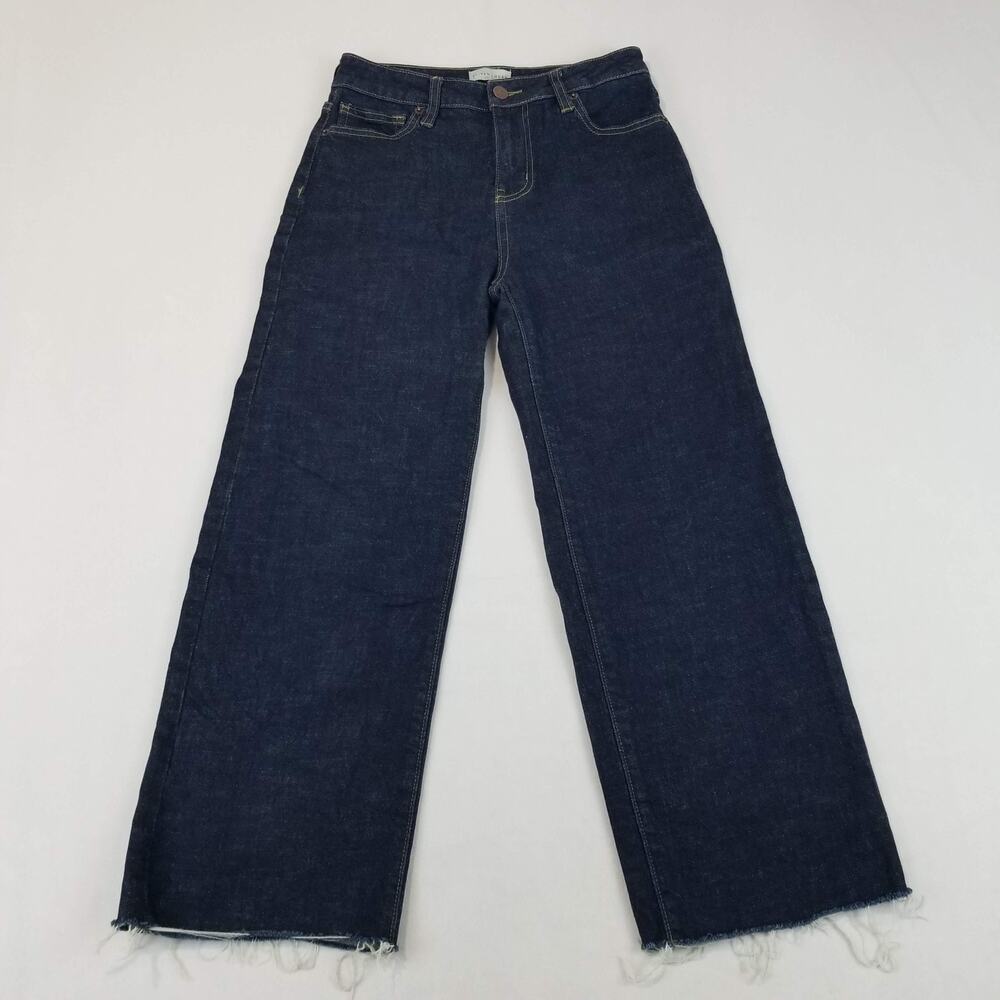 Oliver Logan Jeans Womens 27P Blue Aberdeen Wide Leg Crop High Rise Raw Hem